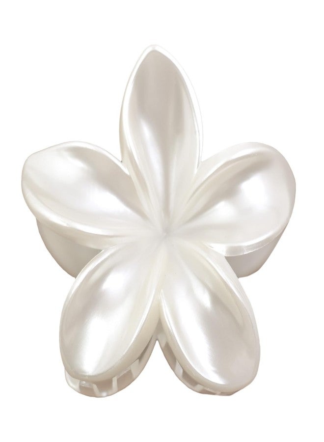 Ynxee Pearl White Plumeria Flower Hair Claws Non Slip 3.1" Hair Clips Women Girls Hair Accessories - Image 1